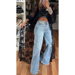 Robes décontractées pour femmes à col rond, dentelle sur le devant, dos court, tendance - Product Image 5