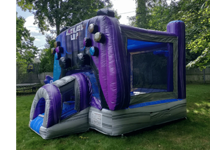 Château gonflable combiné à thème de <span class=keywords><strong>jeu</strong></span> vidéo avec <span class=keywords><strong>toboggan</strong></span> <span class=keywords><strong>aquatique</strong></span>, piscine, manette de <span class=keywords><strong>jeu</strong></span>, château gonflable, trampoline, moonwalk - Product Image 2