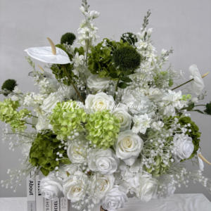 Moda Hortensia verde oscuro y Bola de flor de Rosa Blanca Arreglo de <span class=keywords><strong>flores</strong></span> de boda lujoso 60 70cm Piezas de centro de <span class=keywords><strong>flores</strong></span> de mesa - Product Image 6