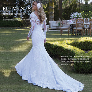 Wedding Dress Sheath Style Sweetheart Neckline Long Sleeve <b>Lace</b> <b>White</b> Vintage Formal Bridal Gown - Product Image 2