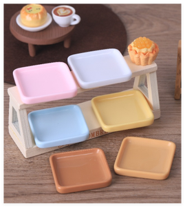 Set Miniatura di Vassoi da Tè per Casa delle Bambole, Dipinti a Mano, Stile Cartone Animato Kawaii, Giocattoli da <span class=keywords><strong>Cucina</strong></span> per Bambini, Ornamento Natalizio - Product Image 1