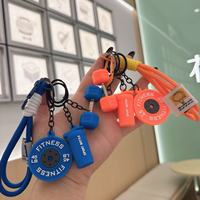 Porte-clés DIY style sport fitness, mini haltère, barre de musculation, disque de poids, breloque de sac, pendentif pour les amateurs de gym