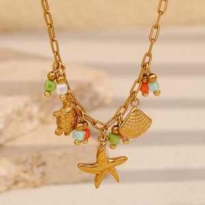 Dreamidea Custom Stainless Steel Ocean Animal <strong>Shell</strong> Turtle Conch Starfish <strong>Fish</strong> Tail Charms Pendant Necklace for <strong>Jewelry</strong> Making - Product Image 1