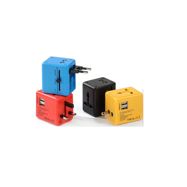 Worldwide International Universal Travel Adaptor Wall AC Power Plug Adapter Wall cellphone Charger with Dual USB Charging Ports