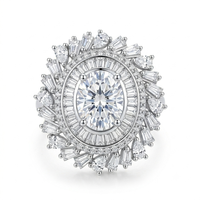 Cincin Pengantin Oval 5A Berlapis Rhodium Kuningan Vintage, Cincin Kawin Mikro Inlay Perhiasan Wanita, Hadiah Pesta Pertunangan, Merek LY Model