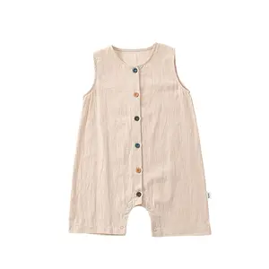 帕特帕特儿童服装供应商运动衫夏季连衫裤婴儿素色亚麻婴儿连衫裤