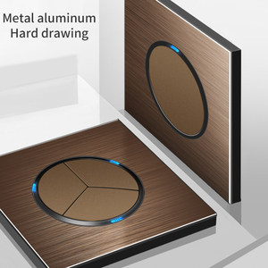 Alta calidad aleación de aluminio Retro UE 220V indicador LED interruptor de luz de pared Color café botón de Reinicio Universal enchufe eléctrico - Product Image 3