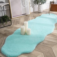 Tapis décoratif de salon blanc en fausse fourrure de lapin, tapis absorbant l'eau, tapis Shaggy