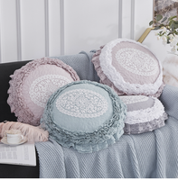 Coussin rond en velours princesse de luxe jeter oreiller siège arrière de voiture sol assis canapé Tatami coussin avec frange en dentelle