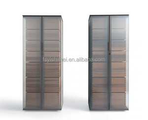 Vitrine de vitrine murale en verre modulaire en métal aluminium de luxe moderne minimaliste avec porte en acier lumière LED pour le salon - Product Image 3