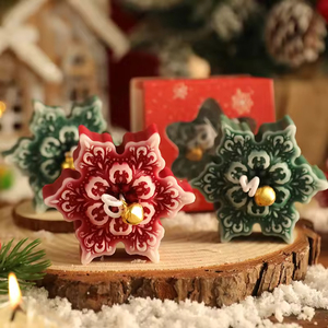 Christmas Snowflake Scented <b>Candle</b> in Creative Handmade <b>Gift</b> Box Festive Wax Decoration for Diwali - Product Image 1