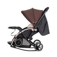 Poussette bébé légère et sécurisée avec fonction balancelle bidirectionnelle, pliage en une seule étape, siège réglable (assis, couché et balancement) pour nourrisson