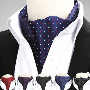 2022 hommes à pois Plaid <span class=keywords><strong>soie</strong></span> cravate cravates Jacquard tissé décontracté Ascot Polyester <span class=keywords><strong>soie</strong></span> costume chemise col écharpe - Product Image 1