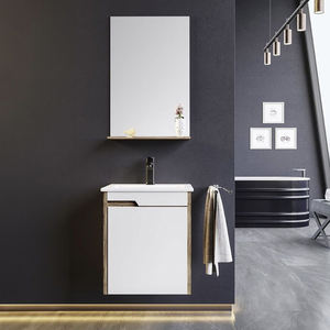 George Group Armoires de vanité de salle de bain avec miroir mural à DEL <span class=keywords><strong>blanc</strong></span> moderne étanche à usage hôtelier avec design flottant - Product Image 1