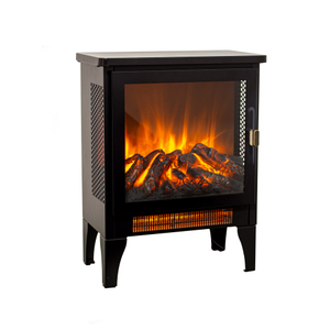 17 Inch Freestanding Modern Electric Fireplace Stove Heater with 3D Flame Effect Adjustable Height and Black Living Room Cabinet - Product Image 3