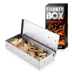 Fornitura di fabbrica scatola di carne affumicata BBQ scatola per fumatori abbinata strumenti per Barbecue scatola per fumatori in acciaio inossidabile