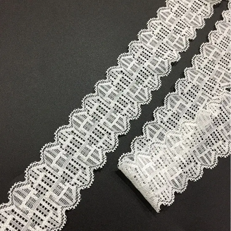 Neues Muster 4cm Nylon Spandex Gallone elastische Unterwäsche Spitzen besatz für Kleid