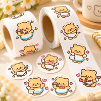 Autocollant découpé à la forme d'ours mignon imprimé, durable, imperméable, coloré, auto-adhésif, ruban washi pour animaux de compagnie