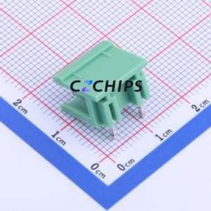 KF2EDGR-7.5-2P Plug-in Terminal Block Bent Lead Through Hole,P=7.5mm Connector Board-to-Board / Socket - Open 1x2P 7.5mm Green - Product Image 2