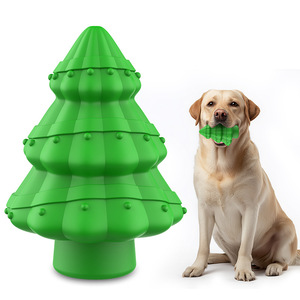 Juguete para masticar para perros, forma de árbol de Navidad, de caucho natural verde, con sonido para la dentición, para perros - Product Image 5