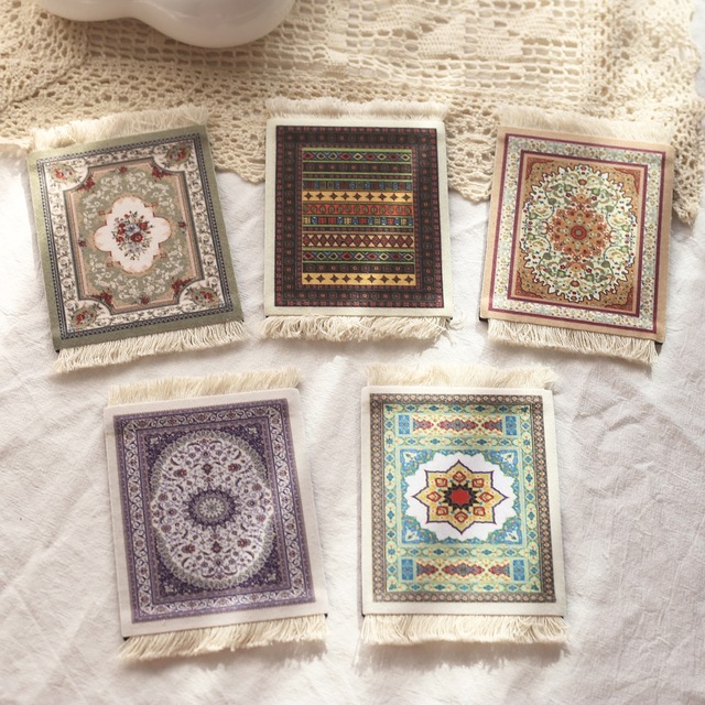 Hot Selling Persian Mini Woven Rug Mat Mousepad Retro Style Carpet Pattern Cup Coaster Laptop PC Mouse Pad Home Table Decor
