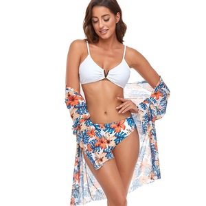 Nuevo Conjunto de Bikini de Tres Piezas de Malla de Moda para <span class=keywords><strong>Mujer</strong></span>, Cintura Alta, Estampado, Push-Up - Product Image 2