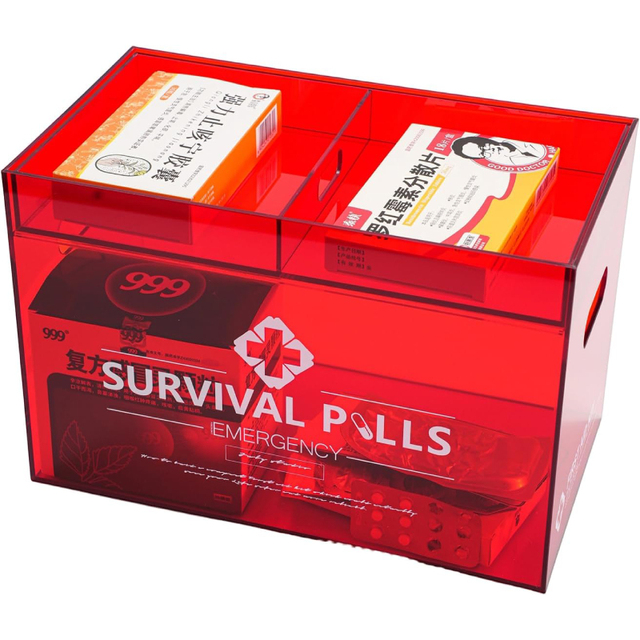 Customized Wholesale Acrylic Rectangle Medicine Storage Box Medical Organizer Home Office Stylish Portable Modern Healthcare