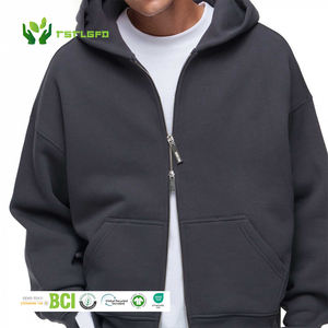 Sweat à capuche épais unisexe écologique Qualité 400-500 Gsm Sweat à capuche zippé vintage surdimensionné Fabricant de vêtements d'hiver brodés - Product Image 1