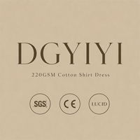 Robe chemise en coton 220 GSM pour femme, décontractée, quotidienne, à col, boutonnée, avec ceinture, coupe droite ajustée, confortable, logo personnalisé, OEM ODM, tailles XS-5XL