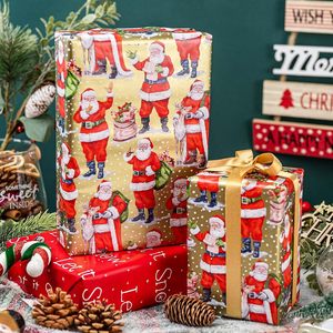 Papel de regalo navideño Burymento de 17 pulgadas x 32.8 pies, diseño reversible de Papá Noel, papel de regalo para manualidades navideñas - Product Image 2