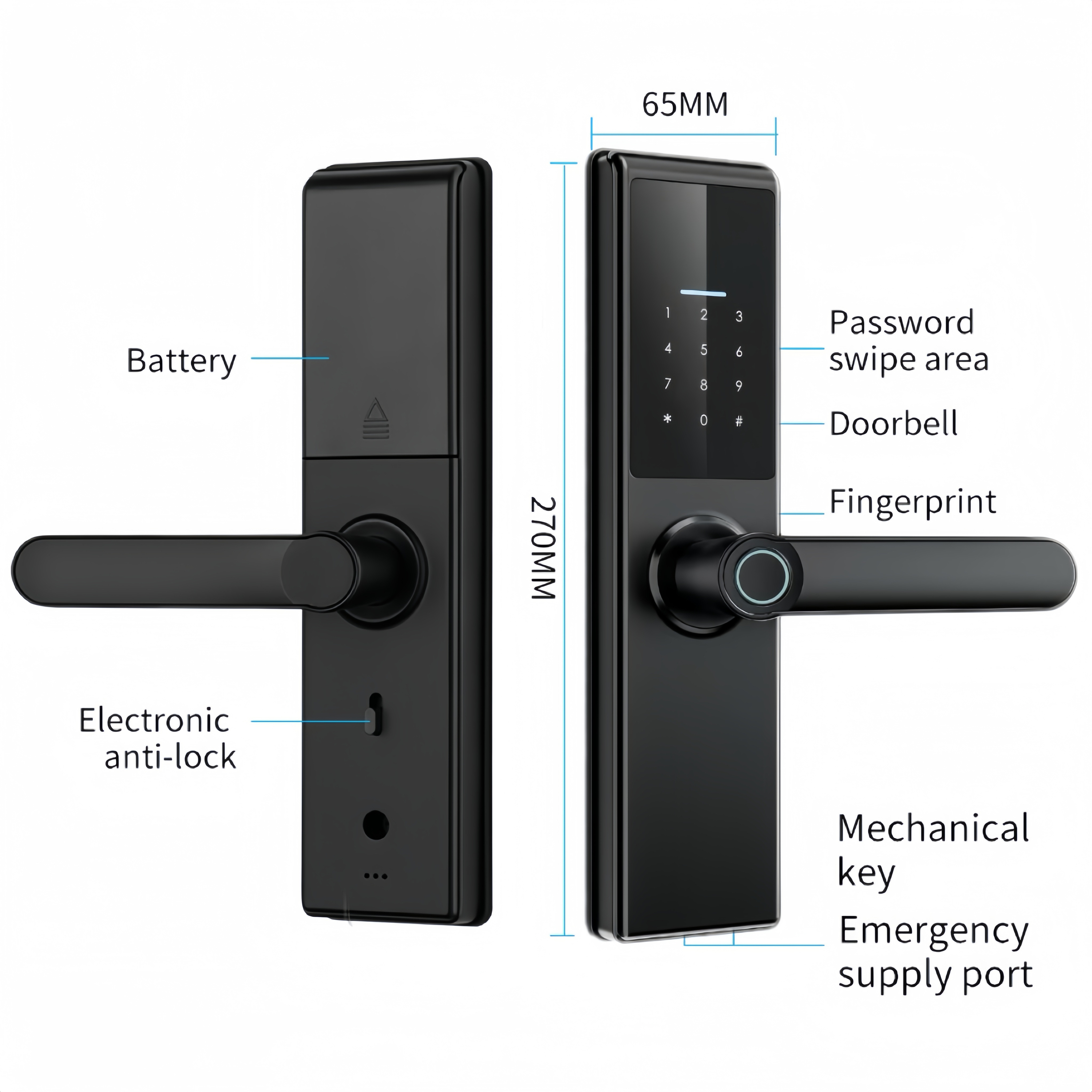 Multi-languages TTlock Tuya Wifi APP Smart Locks Biometric Fingerprint Code Card Key Digital Wooden Door Lock for Home Apartment · image 4