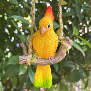Vente en gros 3D Résine Perroquet <span class=keywords><strong>Oiseau</strong></span> Balançoire Jouet Figurine Jardin Extérieur Ornement Suspendu Décoration Animal Figurine Ornement - Product Image 1