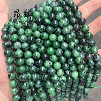 Grosir Ruby Zoisite 6mm 8mm 10mm bulat halus batu alam Ruby Zoisite longgar manik-manik untuk membuat Gelang