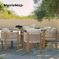 Luxus Esstisch Set Holz Runder Tisch Rattan Stuhl Nordic Cafe Hocker Stühle Terrassen möbel Bank Outdoor Ess-Set