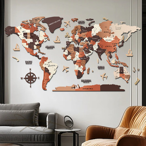 Adesivo Murale Moderno Minimalista Yizhongmei con <span class=keywords><strong>Mappa</strong></span> <span class=keywords><strong>del</strong></span> <span class=keywords><strong>Mondo</strong></span> e Motivo a Quadri, Effetto 3D in Materiali Misti per Soggiorno - Product Image 3