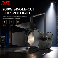 Projecteur LED Leko Fresnel 200W lumière du jour, lentille 175mm, CRI95, DMX512, mise au point manuelle pour théâtre, studio, église, conférence, événement, OEM