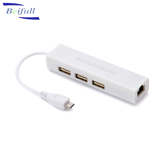 Free Drive Micro Usb to Network LAN Ethernet Adapter RJ45 with 3 Port 10/100m USB 2.0 3.0 Hub