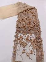 Tissu en dentelle brodée 3D de haute qualité nigériane, dentelle africaine écologique pour robes de soirée et de mariage