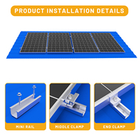 Système de supports de montage de panneaux solaires pour toiture TRIPSOLAR TP008-5 avec surface anodisée, résistant aux vents de 42 m/s et aux charges de neige de 1,4 kN/m²