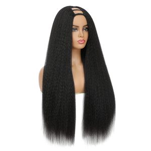 Parrucca <span class=keywords><strong>U</strong></span>-Part all'ingrosso senza colla, capelli umani naturali neri, lisci crespi, ricci Yaki, Remy vergini con cuticole allineate - Product Image 1