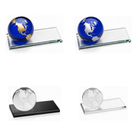 Trophée presse-papiers sphérique en cristal, carte du monde, base gravée sur mesure, récompense de service, tendance mode écologique, vente en gros