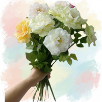 Roses artificielles au toucher réel hydratant, avec cœur, pour centres de table de mariage, décoration de mariage, vente en gros