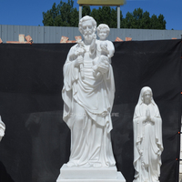 Saint-Joseph en marbre catholique sculpté à la main de taille réelle personnalisé avec l'Enfant Jésus pour l'église