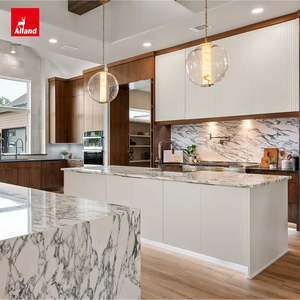 Alland Versteckte Vorratsschränke mit Roteichen-Furnier, Modernes Design, Luxuriöse Insel-Küche mit Vollholzmaserung für Bauunternehmer - Product Image 3