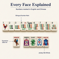 Tuiles de Mahjong Équestres Personnalisées, Jeu de Tuiles de Mahjong Américain sur le Thème des Courses Hippiques, Idéal pour les Cadeaux de Fêtes