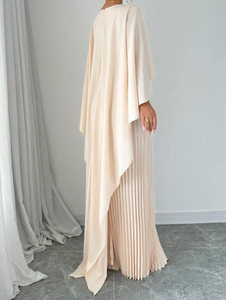 Mode lâche manches chauve-souris élégant Maxi <span class=keywords><strong>robe</strong></span> plissée dames irrégulière soirée dîner robes <span class=keywords><strong>de</strong></span> soirée - Product Image 4