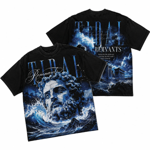 T-shirt personnalisé avec logo, coton lourd 300 GSM, délavé à l'acide, coupe oversize courte et carrée, motif graphique en strass, streetwear homme - Product Image 2