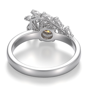 แหวนเพชรขาว 18k ดีไซน์ดอกไม้และพืชจาก PROVENC แหวนเพชรแชมเปญเพาะเลี้ยงในห้องปฏิบัติการสำหรับผู้หญิง แหวนหมั้น - Product Image 3