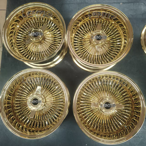 Adaptador de rueda de acero LENZIO estilo Zenith de 13/14/15/17 pulgadas, dorado, multirradio, 5*5/5*4.75, ruedas de alambre doradas - Product Image 4