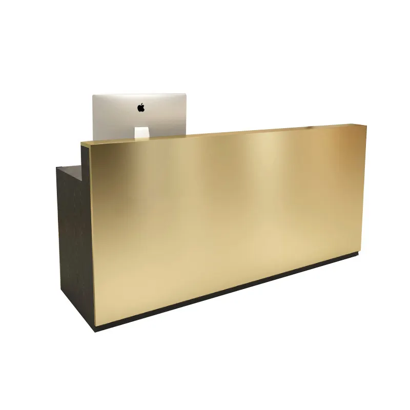 Gold light luxury stainless steel bar counter small clothing store cash register simple beauty salon company reception counter